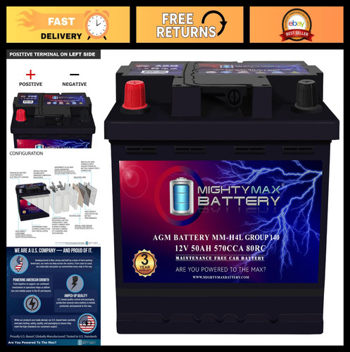 12v 50ah agm car battery - 12v,